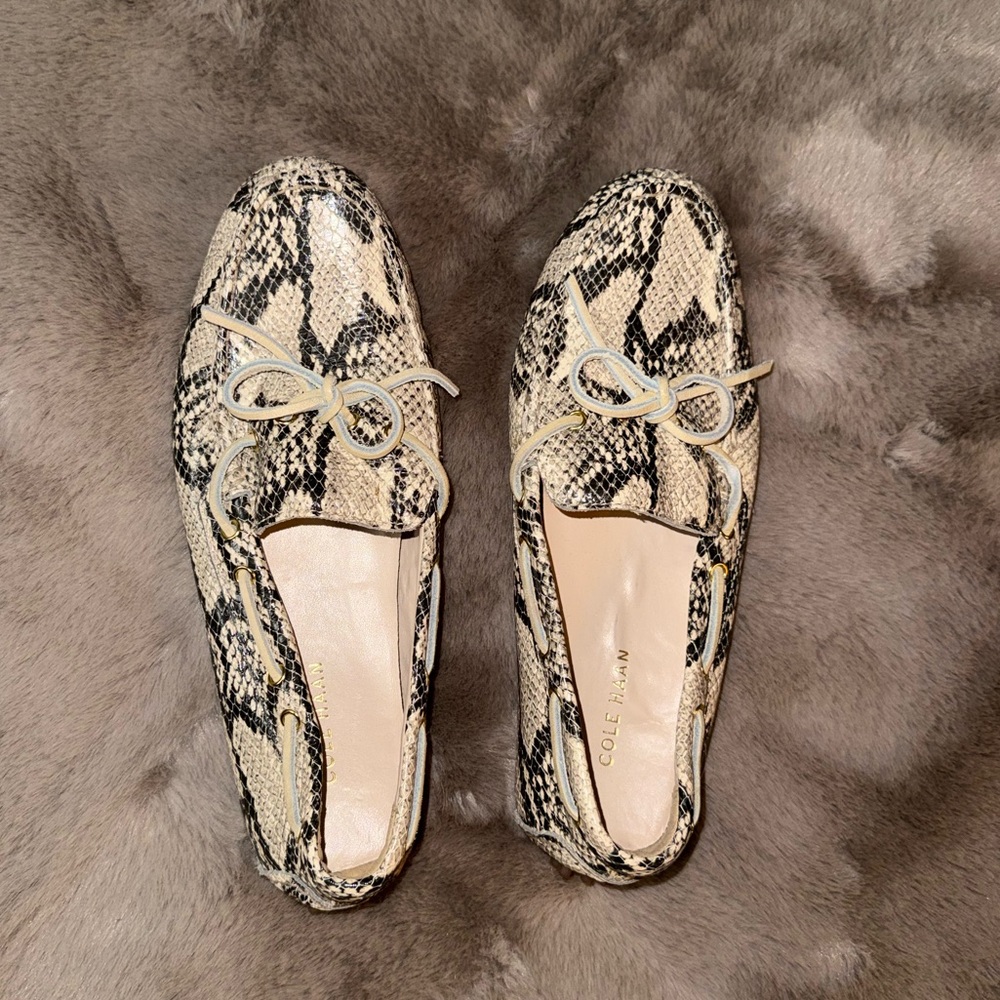 Cole Haan Women's Snakeskin Flats - Black and Cream